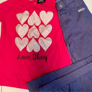 DKNY outfit pink Top and Blue Pants set